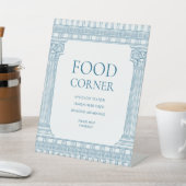 青い寺院のある食べ物コーナー 台座サイン (インサイチュ)