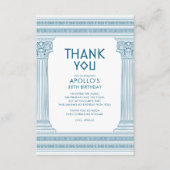 青い寺院のギリシャの誕生日パーティー サンキューカード (正面)