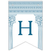 青い寺院の柱が付いたギリシャの誕生日パーティー バンティングフラッグ (第2の旗)