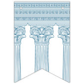 青い寺院の柱が付いたギリシャの誕生日パーティー バンティングフラッグ (第1の旗)