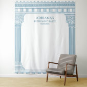 青い寺院の柱が特徴のギリシャの退職パーティー タペストリー (インサイチュ)