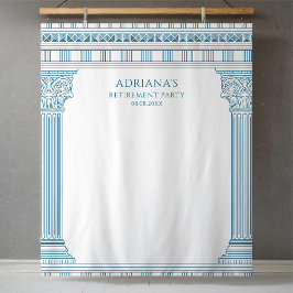 青い寺院の柱が特徴のギリシャの退職パーティー タペストリー