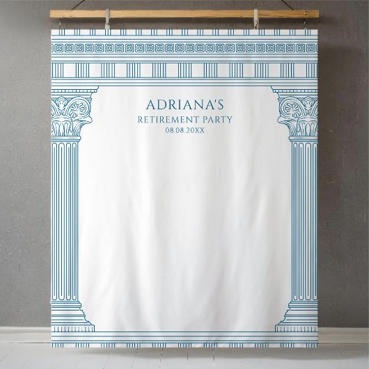 青い寺院の柱が特徴のギリシャの退職パーティー タペストリー