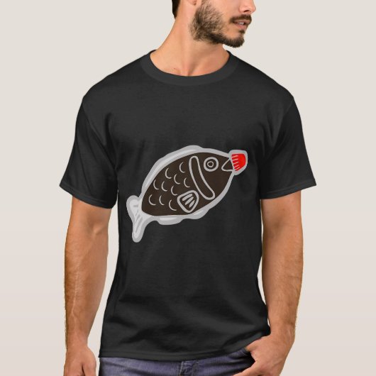 青い寿司しょうゆ魚柄 Tシャツ (正面)