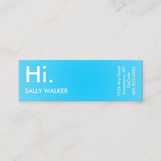 青い専門のモダンな小型名刺 スキニー名刺 (正面)