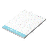 青い小さいカラフル紙吹雪名前の追加 ノートパッド (回転)