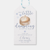 青い小さなだんごの男の子ベビーシャワー感謝ギフト画像 ギフトタグ (正面)