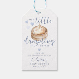 青い小さなだんごの男の子ベビーシャワー感謝ギフトGIF ギフトタグ