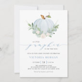 青い小さなカボチャ　男の子　秋のベイビーシャワー 招待状 (正面)