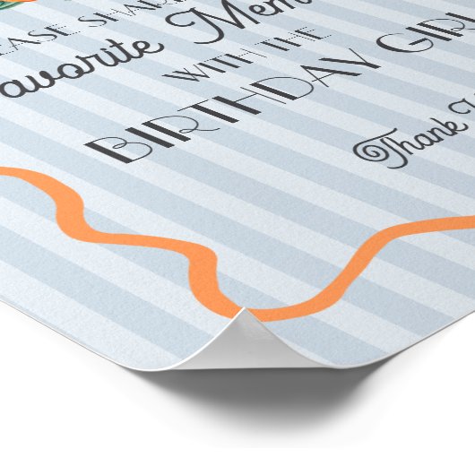 青い小さなキューティーシトラスお気に入りの思い出誕生日 ポスター (角)