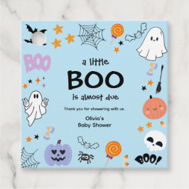 青い小さなブーかわいい幽霊ハロウィーン赤ちゃんシャワー フェイバータグ