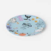 青い小さなブーかわいい幽霊ハロウィーン赤ちゃんシャワー ペーパープレート (アングル)