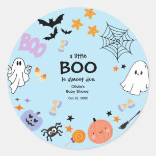 青い小さなブーかわいい幽霊ハロウィーン赤ちゃんシャワー ラウンドシール