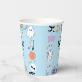 青い小さなブーかわいい幽霊ハロウィーン赤ちゃんシャワー 紙コップ (右)