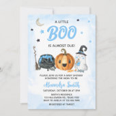 青い小さなブー赤ちゃんシャワー 招待状 (正面)