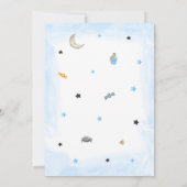 青い小さなブー赤ちゃんシャワー 招待状 (裏面)