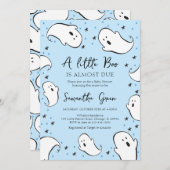 青い小さなブー赤ちゃんシャワー 招待状 (正面/裏面)