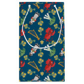 青い小さな抱き枕にウェルシュの衣装と装飾 スモールペーパーバッグ (裏面)