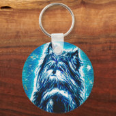 青い小さな犬 キーホルダー (正面)