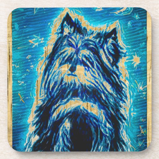青い小さな犬 コースター (正面)