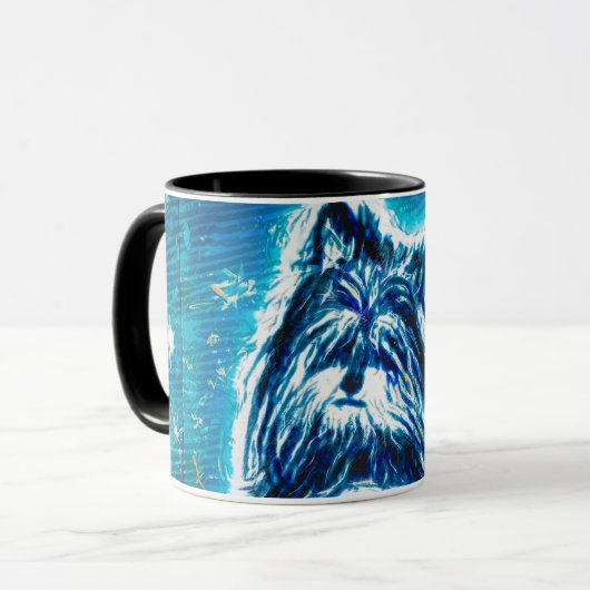 青い小さな犬 マグカップ (正面左)