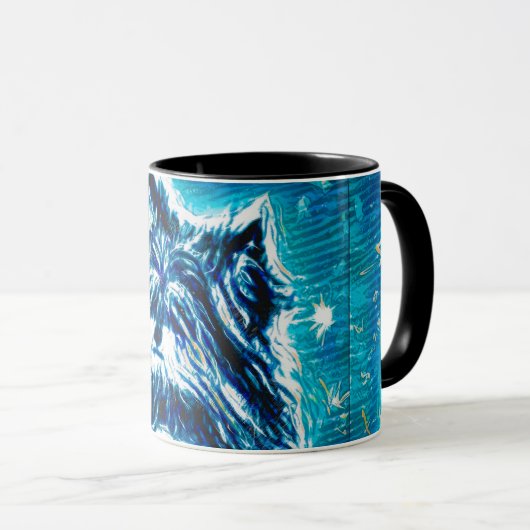 青い小さな犬 マグカップ (正面右)