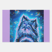 青い小さな犬 ラッピングペーパーシート (正面3)