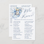 青い小さな王室の王子のシャワー誰が知ってる？ エンクロージャーカード (正面/裏面)