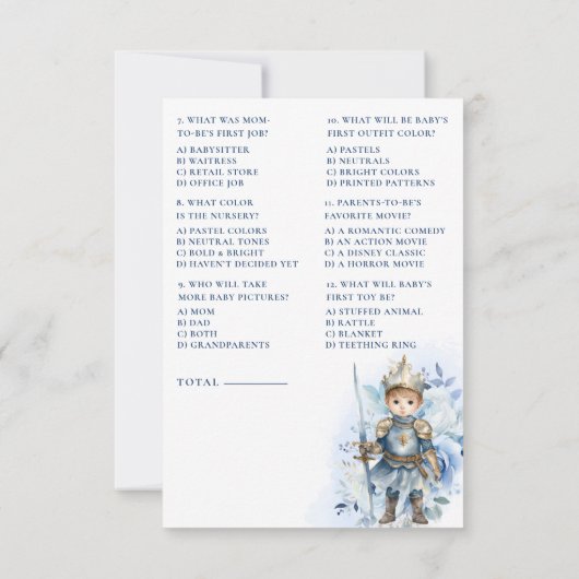 青い小さな王室の王子のシャワー誰が知ってる? 招待状 (裏面)