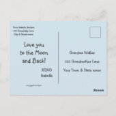 青い小さな男の子のハート「おばあちゃんが好き」 ポストカード (裏面)