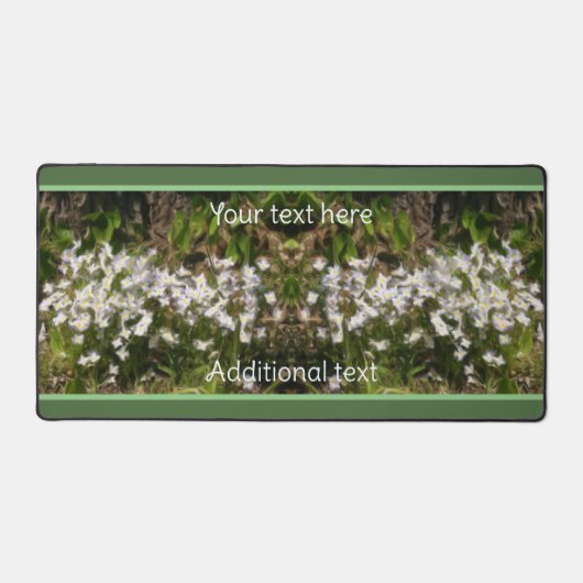 青い小さな花絵画の青パーソナライズされた色 デスクマット (正面)