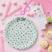 青い小さな花 シンプル - カスタマイズ ペーパープレート (パーティー)