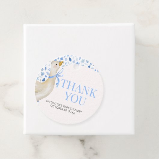 青い小さな間抜けガチョウの赤ちゃんシャワー フェイバータグ (インサイチュ)