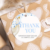 青い小さな間抜けガチョウの赤ちゃんシャワー フェイバータグ