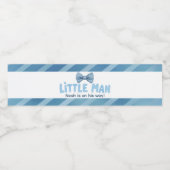 青い小ストライプのさな男の赤ちゃんシャワー ペットボトルラベル (シングルラベル)