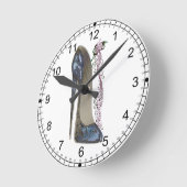 青い小剣の靴の芸術のラプソディ ラウンド壁時計 (傾斜)