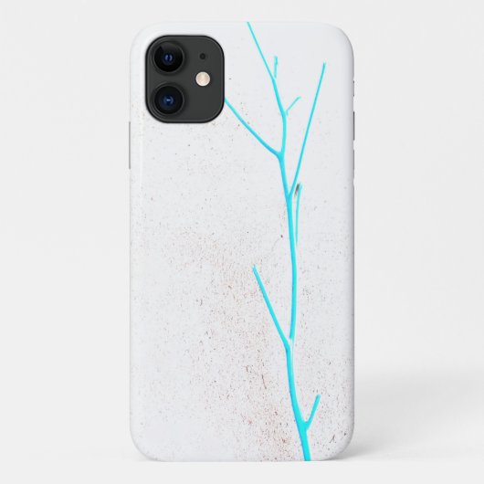 青い小枝ホワイトコンクリートテクスチャiPhone 11ケース Case-Mate iPhoneケース (裏面)