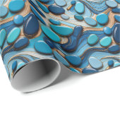 青い小石の抽象芸術水波 ラッピングペーパー (ロールコーナー)
