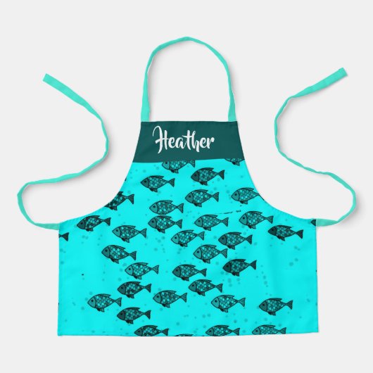 青い小魚 エプロン (正面)