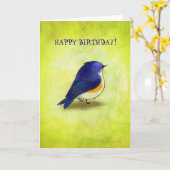青い小鳥の挨拶状(カスタマイズ可能な) カード (黄色い花)