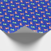 青い少しクリスマスのペンギンのかわいい子供 ラッピングペーパー (角)