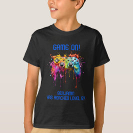 青い少年がレベルアップ ビデオゲームパーティー Tシャツ