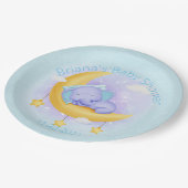 青い少年に象の赤ちゃんシャワー ペーパープレート (アングル)