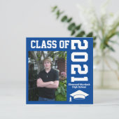 青い少年の卒業式の招待状に写真を追加 案内状 (スタンド正面)