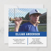 青い少年の卒業式の招待状に写真を追加 案内状 (裏面)