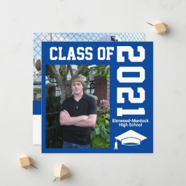 青い少年の卒業式の招待状に写真を追加 案内状