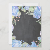 青い少年の赤ちゃんのシャワーフローラの黒板 招待状 (裏面)