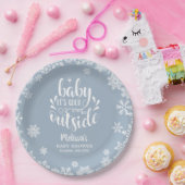 青い少年冬の赤ちゃんシャワー　外は寒い ペーパープレート (パーティー)