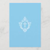 青い少年洗礼 クロス クレスト クラシック ヴィンテージ 招待状 (裏面)