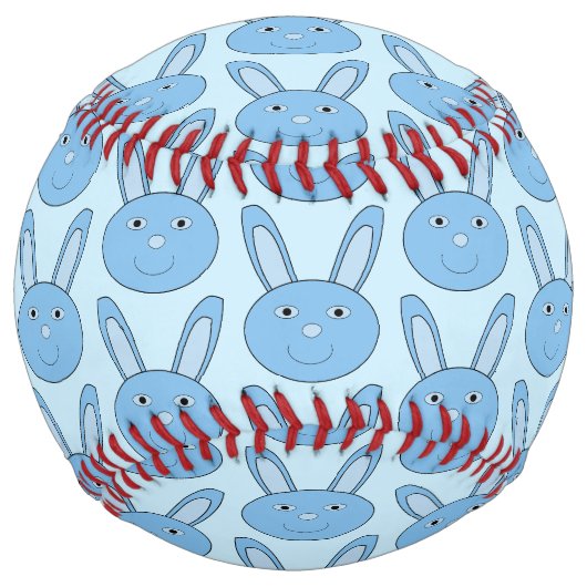 青い少年 ウサギの顔 春 イースター柄 ソフトボール (正面)